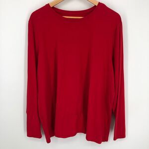 J Jill Womens Shirt Size 2X Solid Red Purejill Stretch Cotton Crew Neck Tee